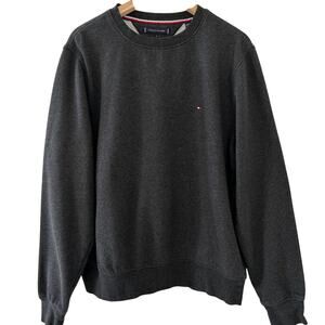Tommy Hilfiger Sweatshirt Charcoal Grey Cotton Blend Crew Neck Casual